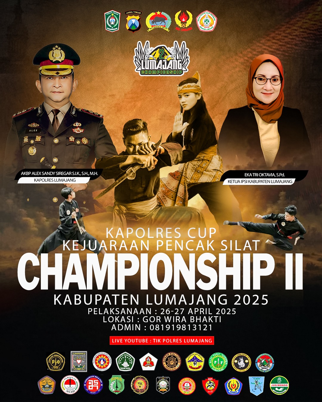 850 Peserta Bertanding di Gor Wira Bhakti Dalam Kejuaraan Pencak Silat Kapolres Cup II Lumajang