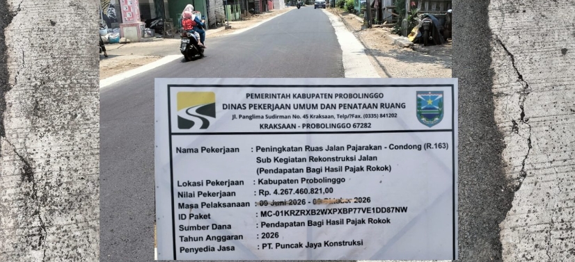 Proyek Jalan Pajarakan–Condong Rp4,2 Miliar Disorot, Cor Tepi Pecah dan Aspal Diduga Tipis